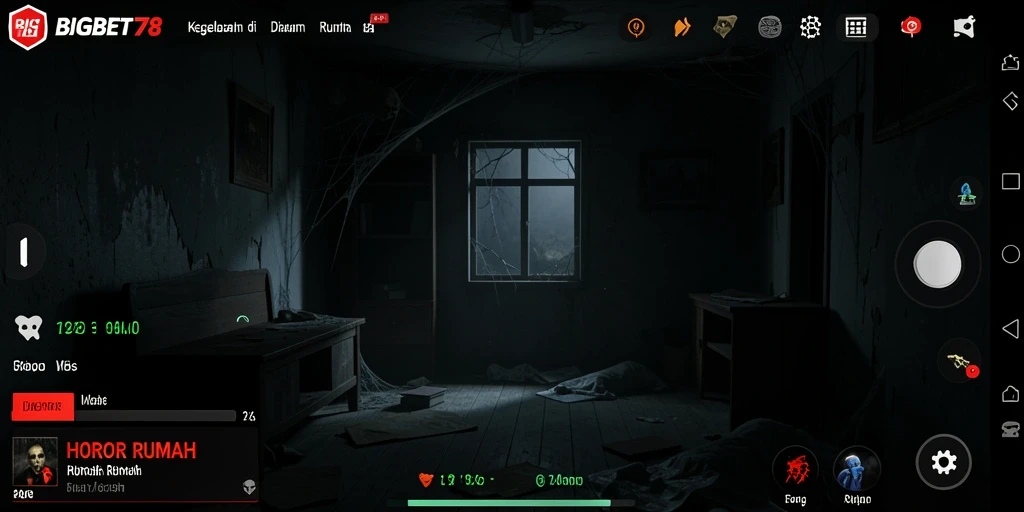 Tampilan interaktif dari gameplay Horor Rumah yang mendebarkan.