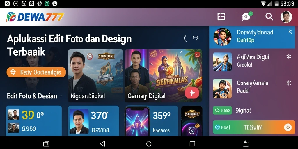 Tampilan antarmuka DEWA777 dengan berbagai fitur Gambar Digital.