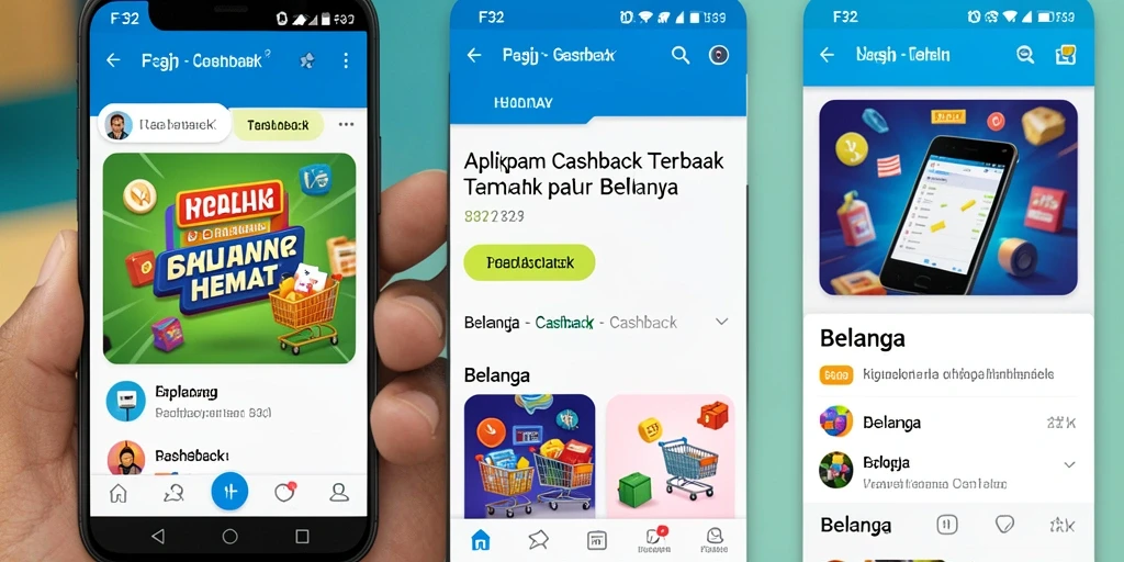 Antarmuka menarik F32 untuk cashback belanja yang mudah.