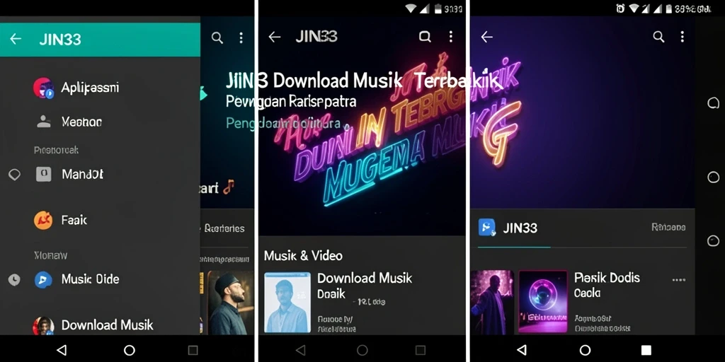 Tampilan antarmuka JIN33 untuk fitur Download Musik.