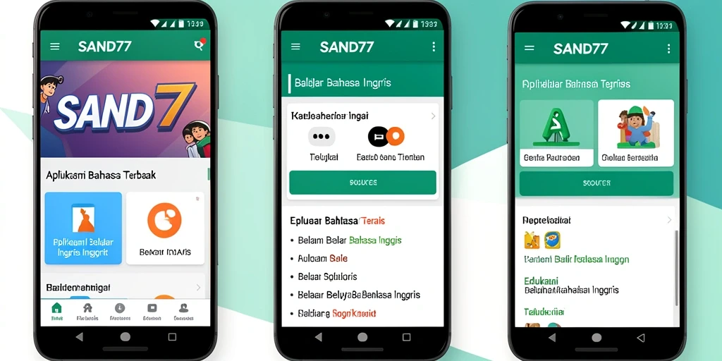 Antarmuka SAND77 yang intuitif untuk belajar bahasa Inggris.